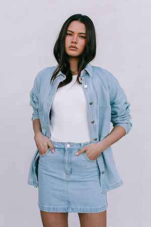 Ilou Denim Shirt - Light Wash Blue