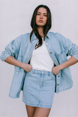 Ilou Denim Shirt - Light Wash Blue