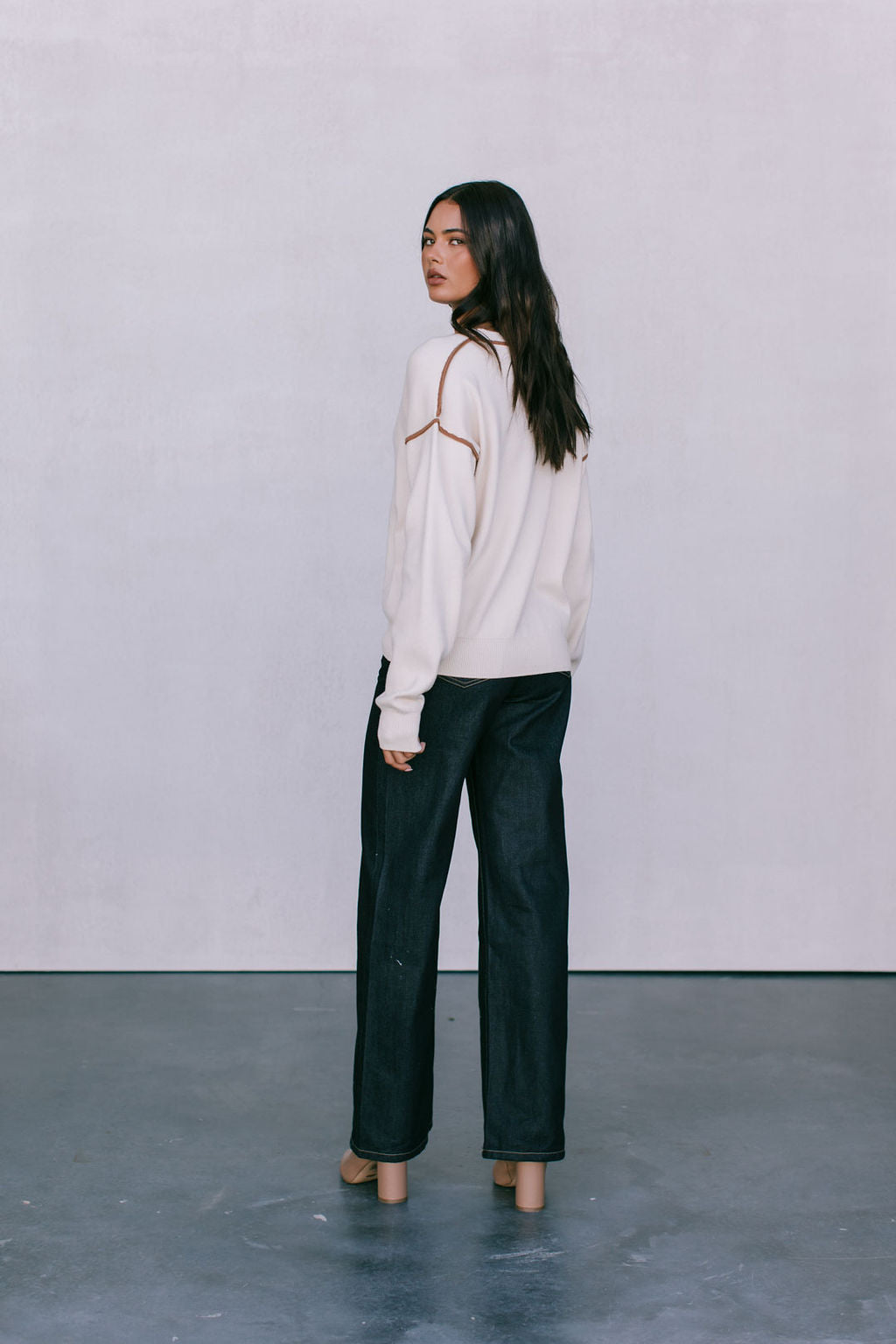 Libra Knit Jumper - Cream / Chocolate Brown