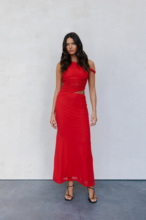 Karter Maxi Dress - Red Mesh