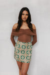 Aprire Mini Skirt - Khaki Tile Print